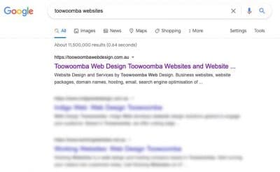 toowoomba websites google organic results